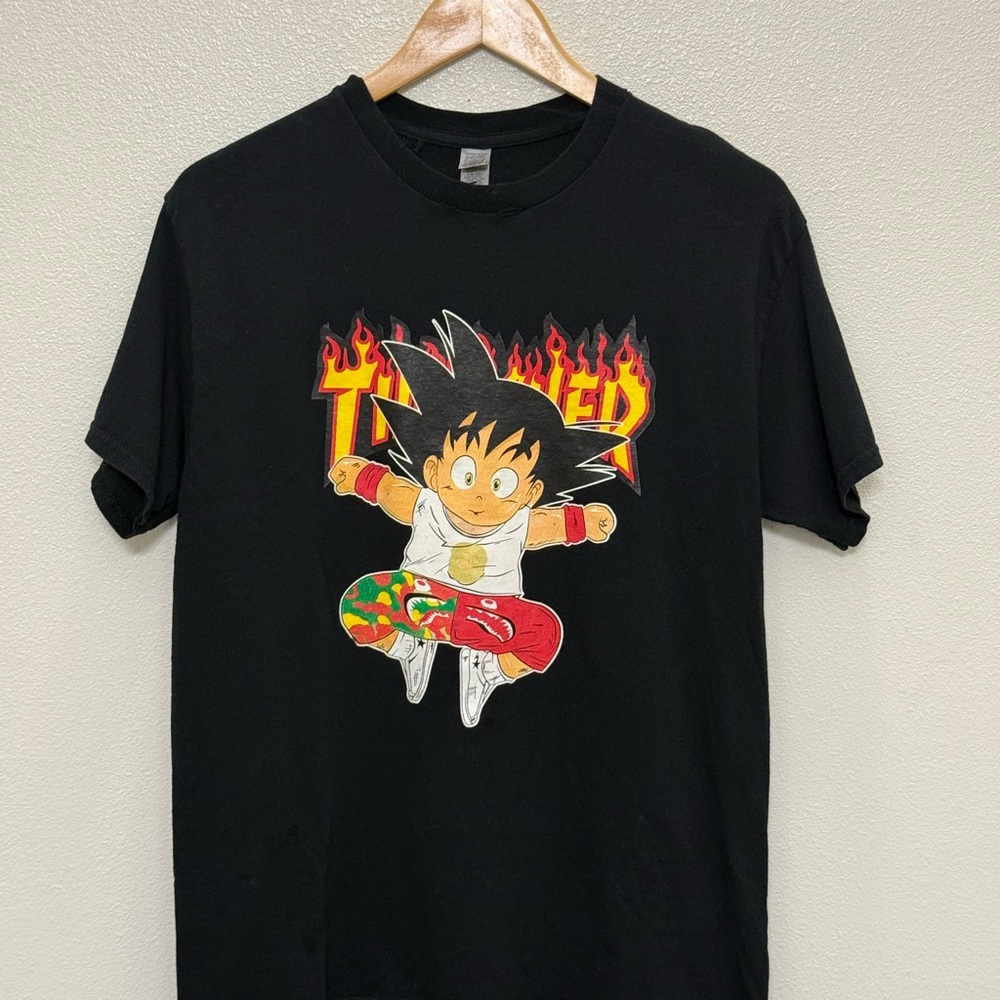 Black Thrasher Goku Dragon Ball Z skateboarding t-shirt